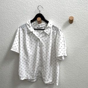 Black and white polka dot button down shirt
